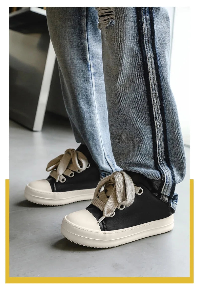 2025Men's Sneakers High Quality Leather Casual Shoes Fashion Couple Street Skate Shoes for Men Lace Up Walk Flats Zapatos Hombre