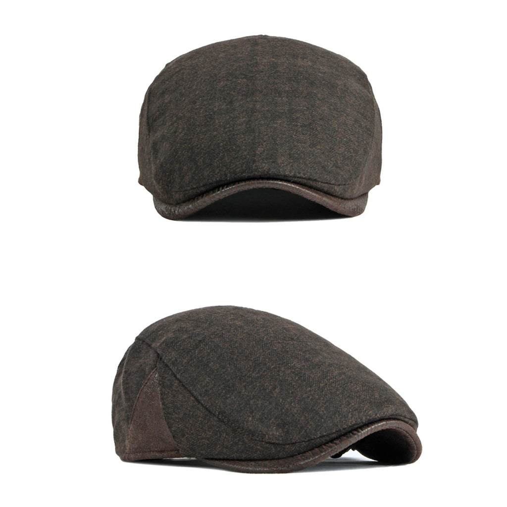 British Retro Beret Hat For Men Winter Thick Warm Woolen Newsboy Cap Fashion Outdoor Casual Cap