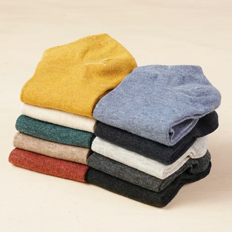 Cotton Men Socks Pack Breathable Socks Set High Quality Short Socks Black Ankle Short Gift For Man Size 39-44 Sox 10 Pairs 1 Lot