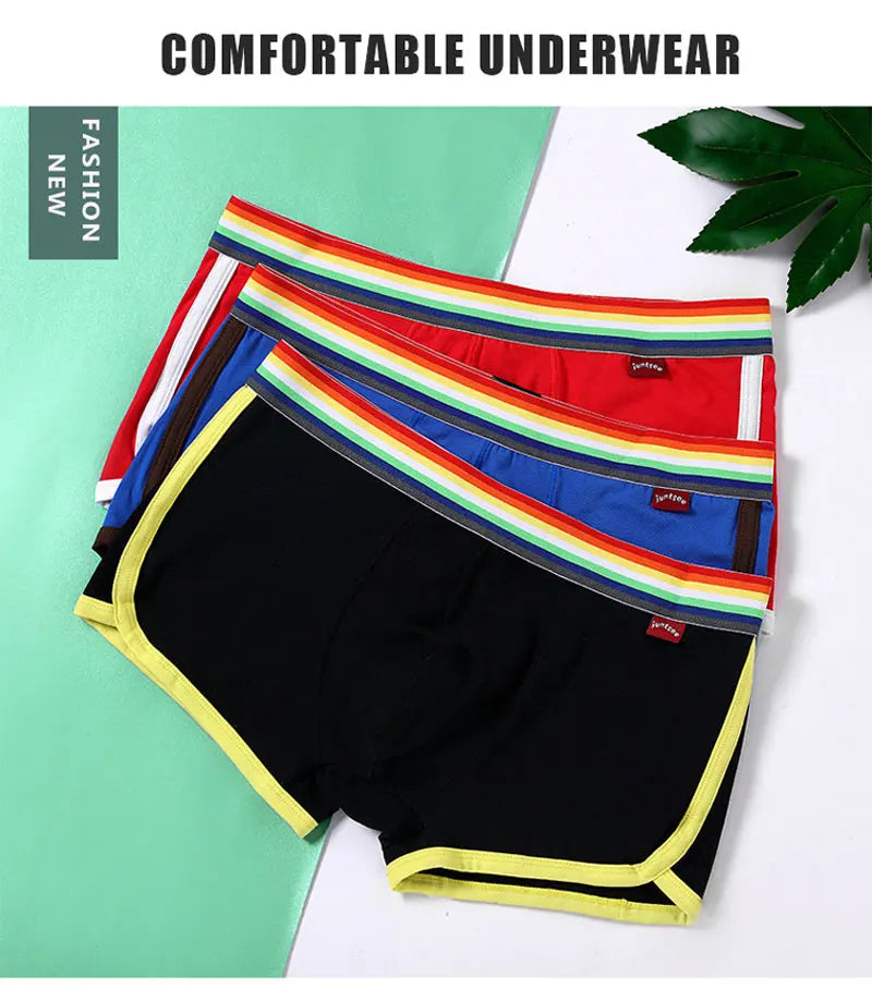Rainbow Belt Boxershorts Men Boxers Male Underwear Panties Cotton Shorts Boxer Youth Breathable Comfortable Underpants Cueca
