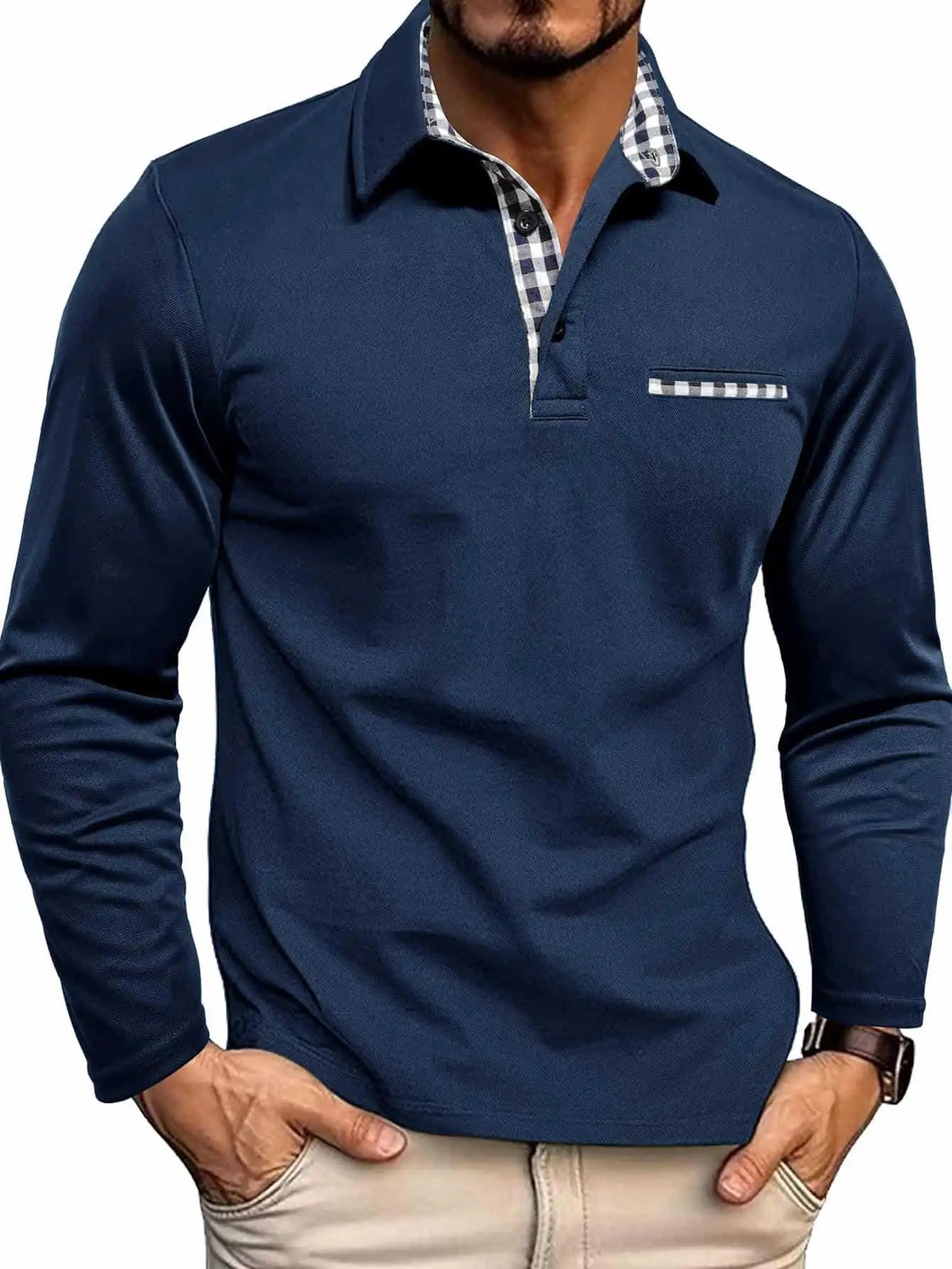 2026 New Men's Long Sleeve Polo Shirts Spring Autumn Casual Slim Fit Turn Down Collar Top High Quality Fashion Tops Male Tees