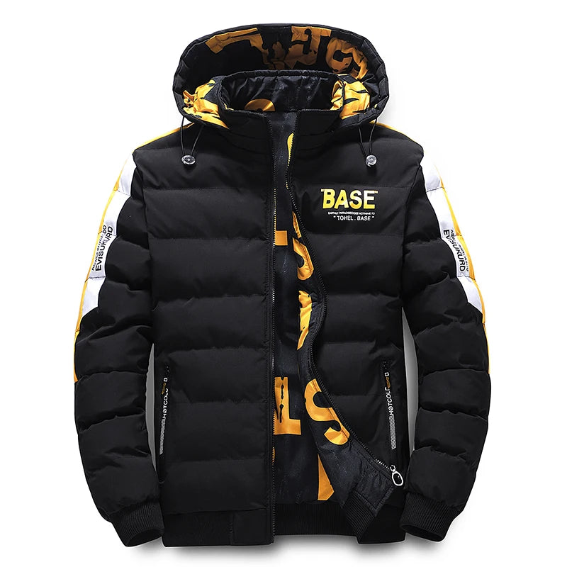Double Sided Outerwear Men's New Cotton Padded Parkas Men Autumn Winter Jacket Brand Warm Comfortable Down Jacket Removable Hat