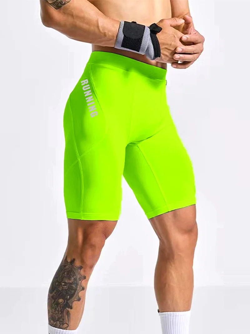 Men Bodybuilding Shorts Fitness Workout Inseam Gym Knickers Male Muscle Alive Elastic Compression Tights Skinny Leggins Hombre