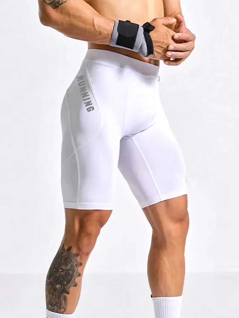 Men Bodybuilding Shorts Fitness Workout Inseam Gym Knickers Male Muscle Alive Elastic Compression Tights Skinny Leggins Hombre