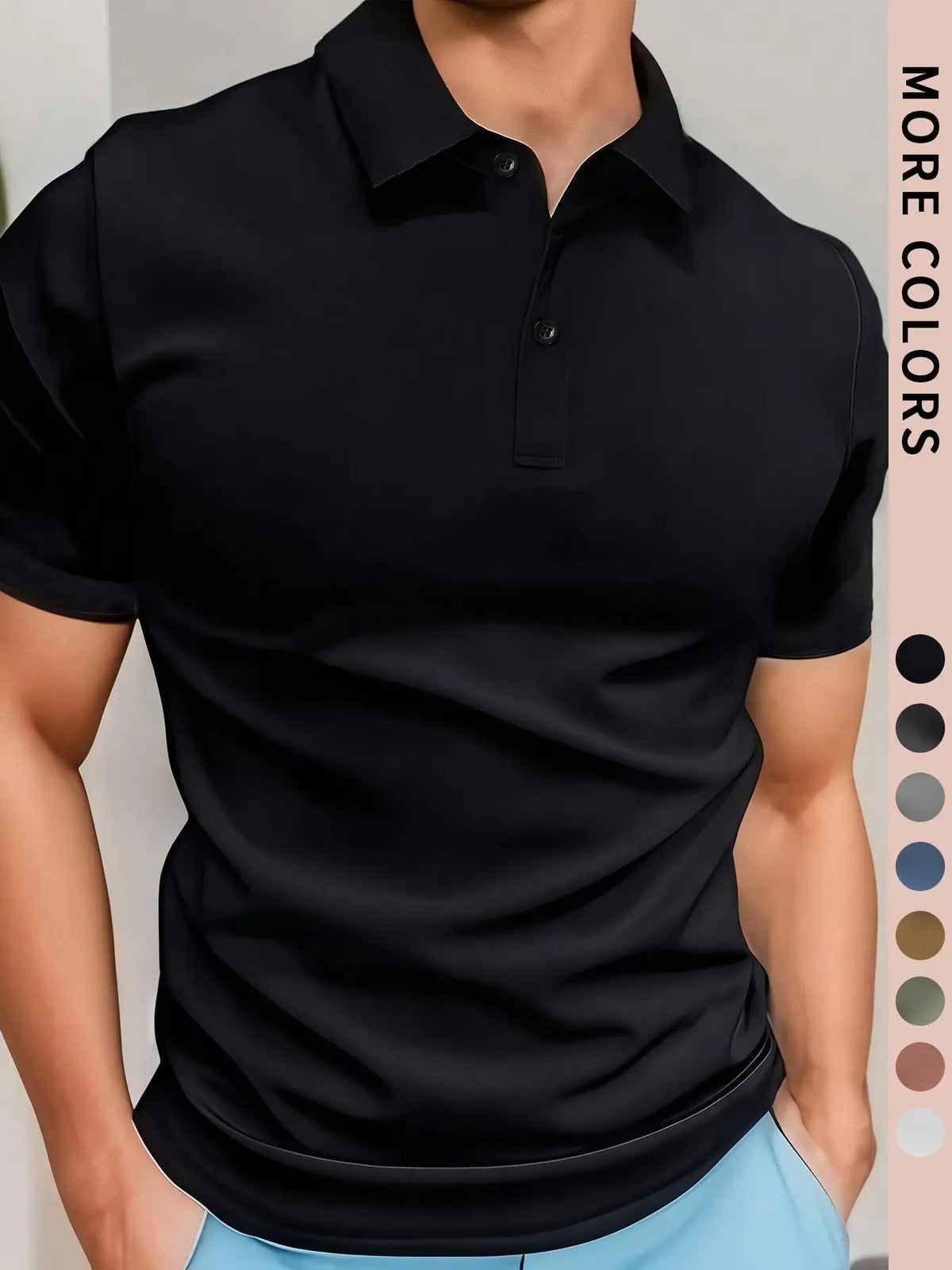 Men's simple solid color short-sleeve polo shirt, made of high-quality fabric, breathable and comfortable with a cool touch, suitable for summer outdoor casual wear, a great gift for men