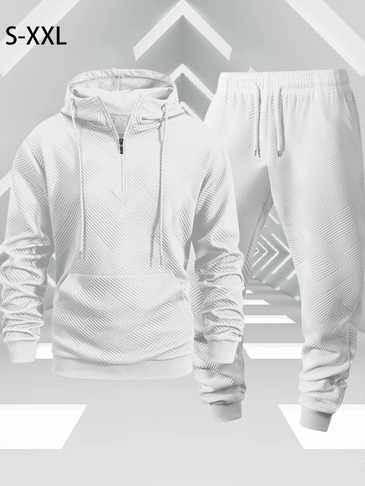Autumn Outdoor Tracksuit Men's Zippered Hooded Sweatshirt + Pants Two-piece Set Solid Color Casual Sportswear Male Warmth Set