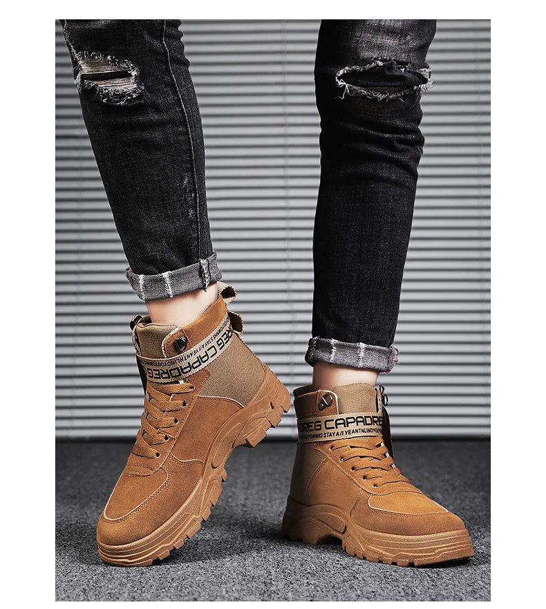 Men Boots 2026 New Versatile in Summer Round Toe High Top Leather Boots Man Sports Boots Men's Shoes