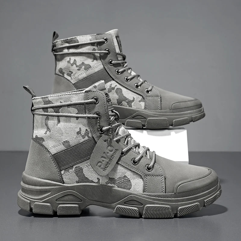 Camouflage Boots for Men Autumn Winter Platform Boots Outdoor High-top Shoes Men Ankle Boots Buty Robocze Meskie wear-resistant