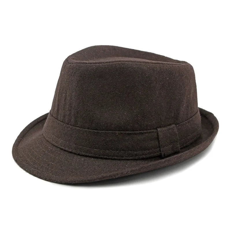 Hat for Men New Autumn Winter Style British Style Men's Jazz Hat Simple Plain Woolen Hat Middle-Aged and Elderly Gentleman's Hat