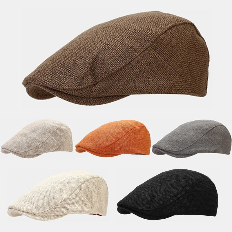 Men's Classic England Style Hat Berets Breathable Caps for Men Women Summer Autumn Flat Cap Cotton Linen Retro Beret Hats Cap