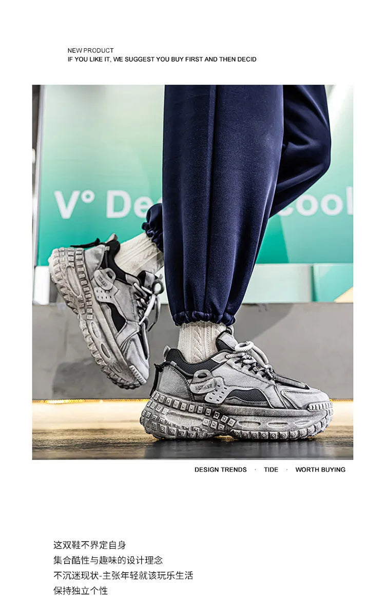 Men's Shoes 2025 Spring New Style Thick Sole Height Increasing Casual Mesh Breathable Fashion Trend Comfortable Chunky sneakers