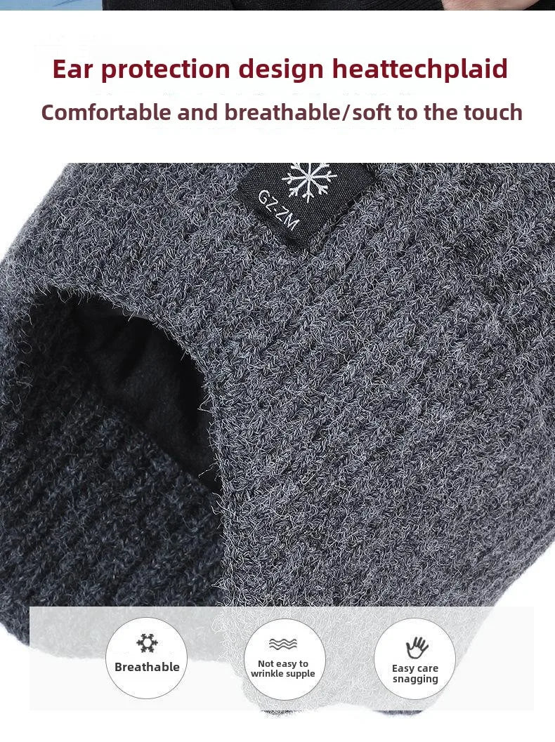 Men's Hat Winter Warm Knitted Hat Ear Protection Thickened Winter Autumn/Winter Knitted Hat
