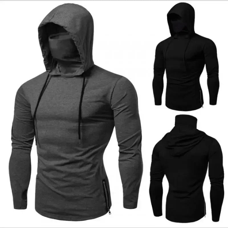 2026 Men Solid Color Hoodies Autumn Leisure Fitness Sweatshirt Men's Thin Sweater Hooded Long-Sleeved Hoodie M-5XL