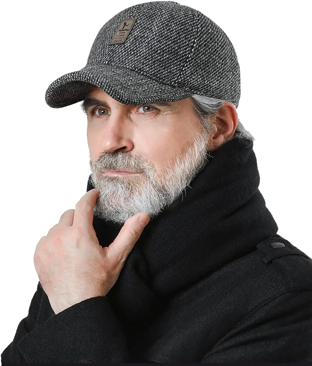 Men's Hat with Earmuffs, Baseball Cap, Warm, Cold Protection, Windproof, Size Adjustable, Cool, Casual, Work Camp, Climbing, Out