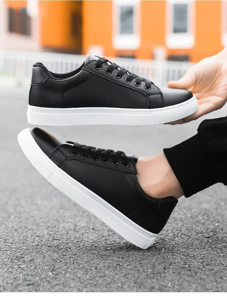 Sneakers Men Shoes 2026Leather Mens Casual Shoes Flat Male Footwear Fashion Black White Shoes Tenis Masculino Skateboard