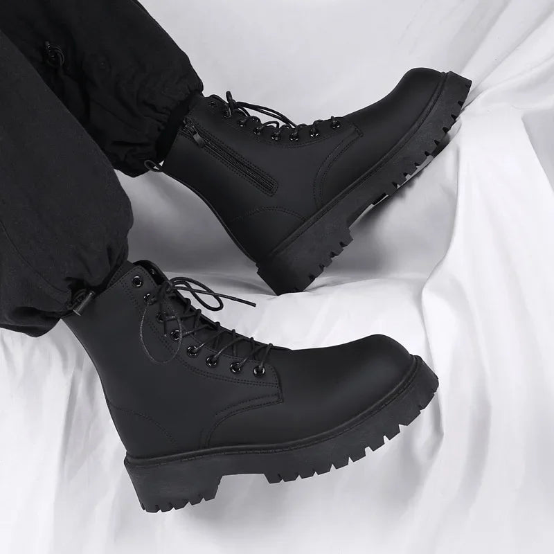 Boots Men British Wind Locomotive Tooling Boots High-top Leather Boot Couple Outdoors Cowboy Motorcycle Boots Shoes Man2025