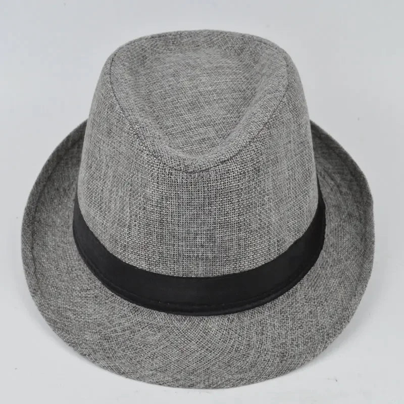 Men's Handsome Cowboy Hats Formal Hat Jazz Cotton Linen Pure Hat Imitation Linen Sun Visor Hat Fashion Accessories