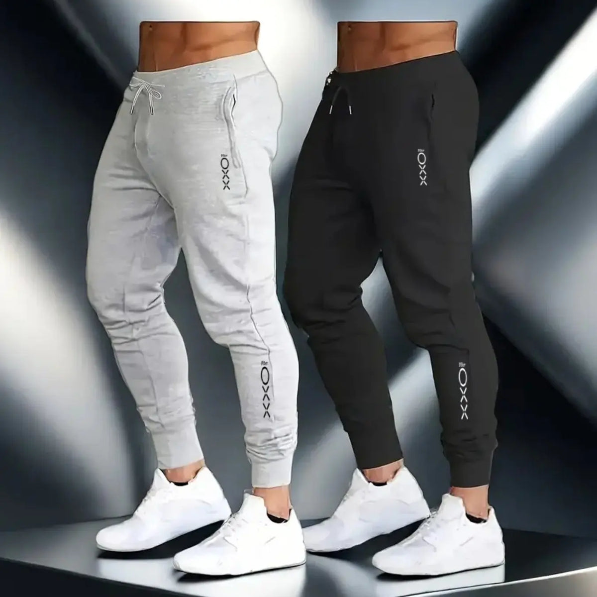 Men's 2-Pack Printed Casual Joggers, 100% Polyester, Soft Breathable Lightweight Fabric, Loose Fit Stylish Sports Trousers