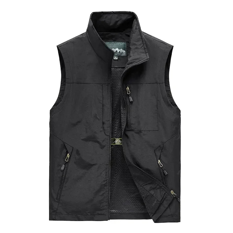 Men's Vests Mens Jacket Sleeveless Vest Spring Summer Autumn Casual Travels Hiking Work Vest Multi-pockets Vest Waistcoat 5XL