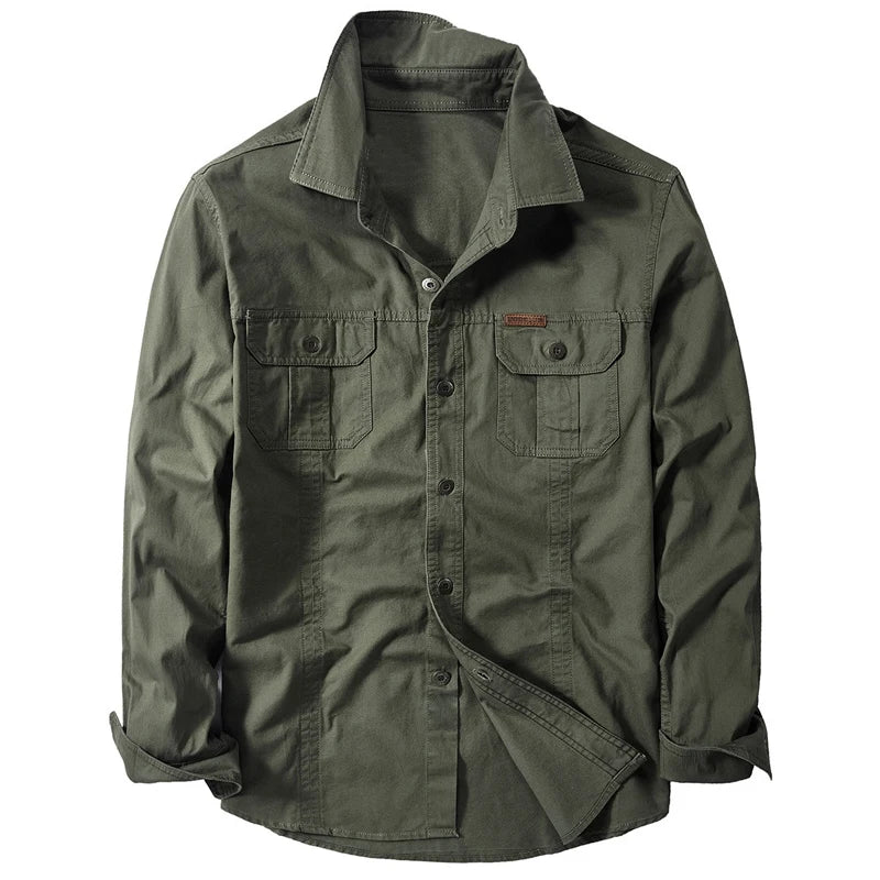 New Men's Spring Multi-pocket Military Tactical Shirts Male Autumn Breathable Blouse Long Sleeve Working Camisa Cargo Shirts