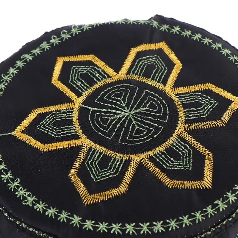Cotton Polyester Muslim Men Prayer Hat Saudi Embroidery Cap Leisure Breathable Comfortable Fit for Mosque Events