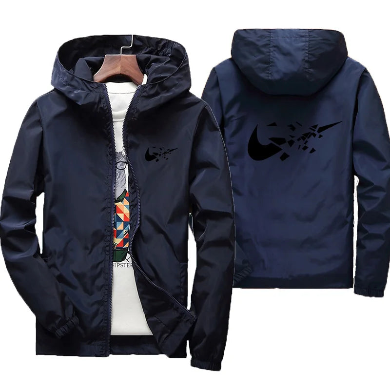 2026 Fashion Street Windproof Shrink and Waterproof Zipper Jacket with Thin Hoodie, Men's Jacket, Spring and Autumn