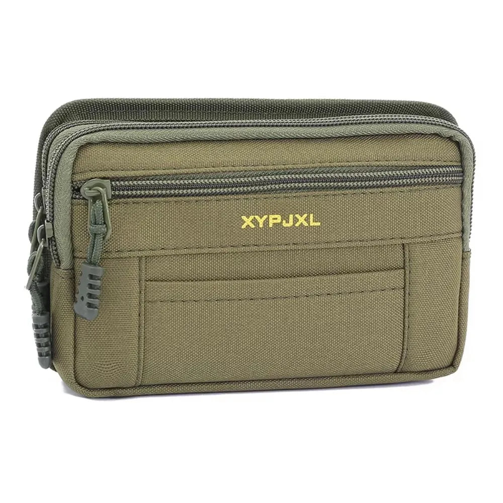 Bum Bag Men Waist Pack Phone Holder Multi-Compartment Mobile Phone Bags Canvas Zipper Close Men Wallet Pouch Hiking Cycling