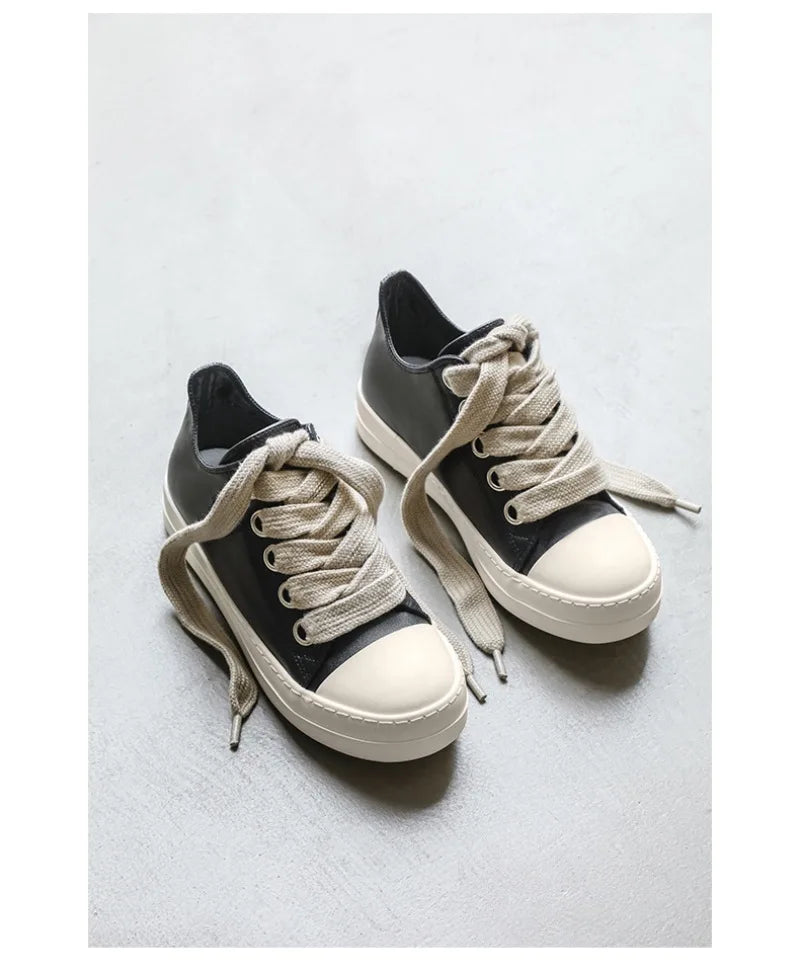 2025Men's Sneakers High Quality Leather Casual Shoes Fashion Couple Street Skate Shoes for Men Lace Up Walk Flats Zapatos Hombre