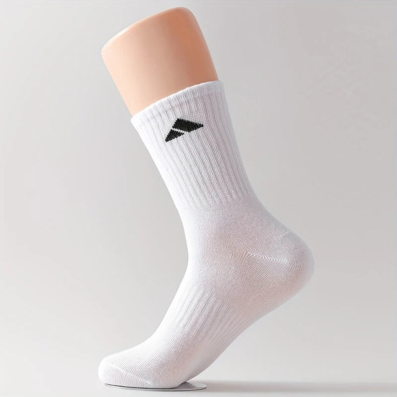 5/10 Pairs of Men's Mid-Calf Socks, Breathable and Sweat-Absorbent, Mixed Colors, Unisex