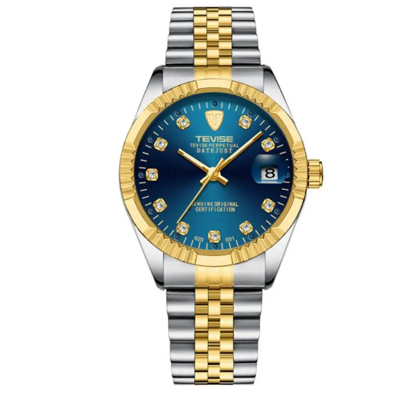 TEVISE  Watch for Men Automatic Mechanical Stainless Steel Waterproof Casual Business Wristwatch Chronograph Date Display Clock