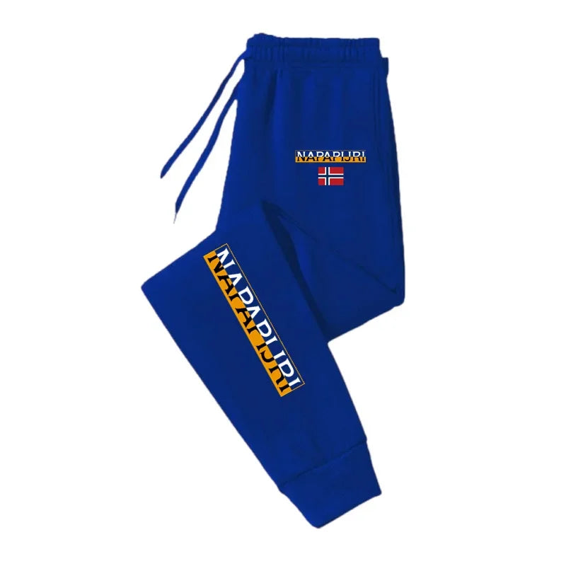 Men Casual Jogger Pants Elastic Waist Drawstring Sweatpants with Pockets Tapered Cuffed Gym Running Sport Trousers