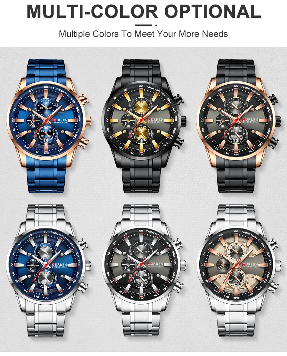 New Watches for Men Top Luxury Brand CURREN Quartz Men’s Watch Sport Waterproof Wrist Watches Chronograph Date Relogio Masculino