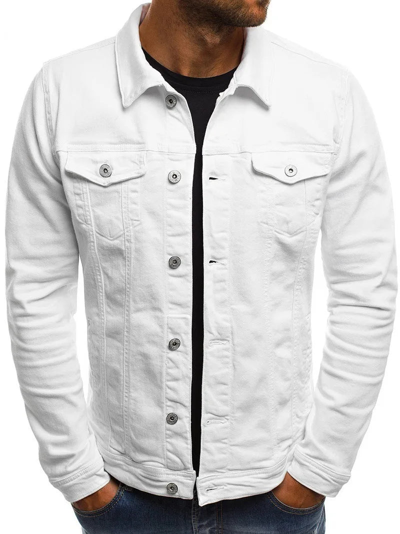 Retro Multiple pockets Men's denim Jacket 2025 Spring and Autumn Men's fashionable versatile slim fit Jacket coat