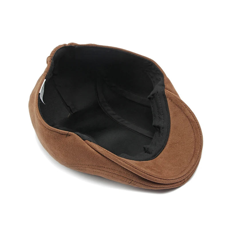 Suede Beret Hats for Men Women Autumn Winter Cap Solid Color Vintage Elegant