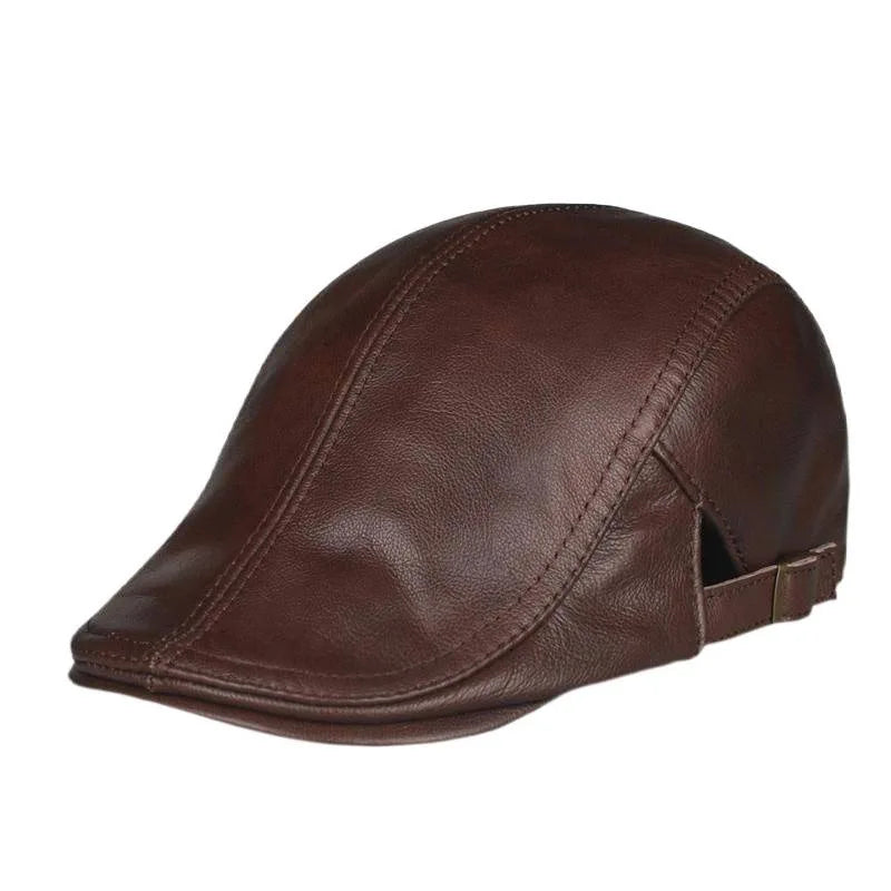 Hat Men's Spring and Autumn Peaked Cap Men's Hat Sheepskin Autumn and Winter Middle-aged Young Leisure Tide Beret Old Man Hat