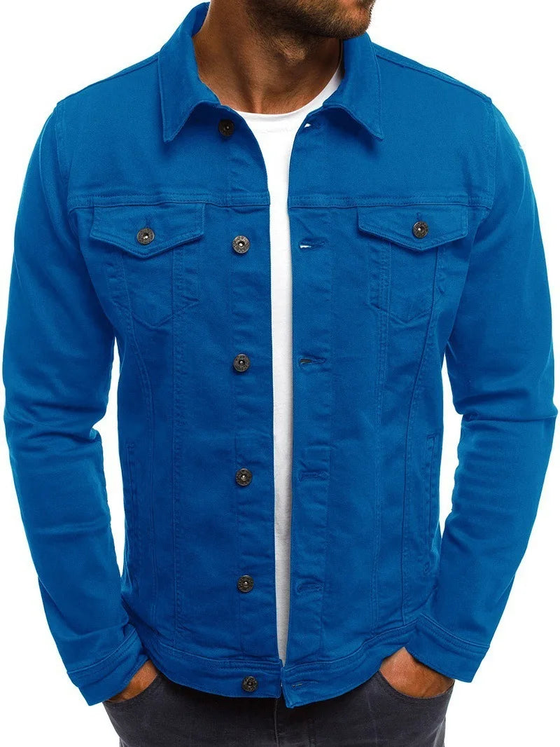 Retro Multiple pockets Men's denim Jacket 2025 Spring and Autumn Men's fashionable versatile slim fit Jacket coat