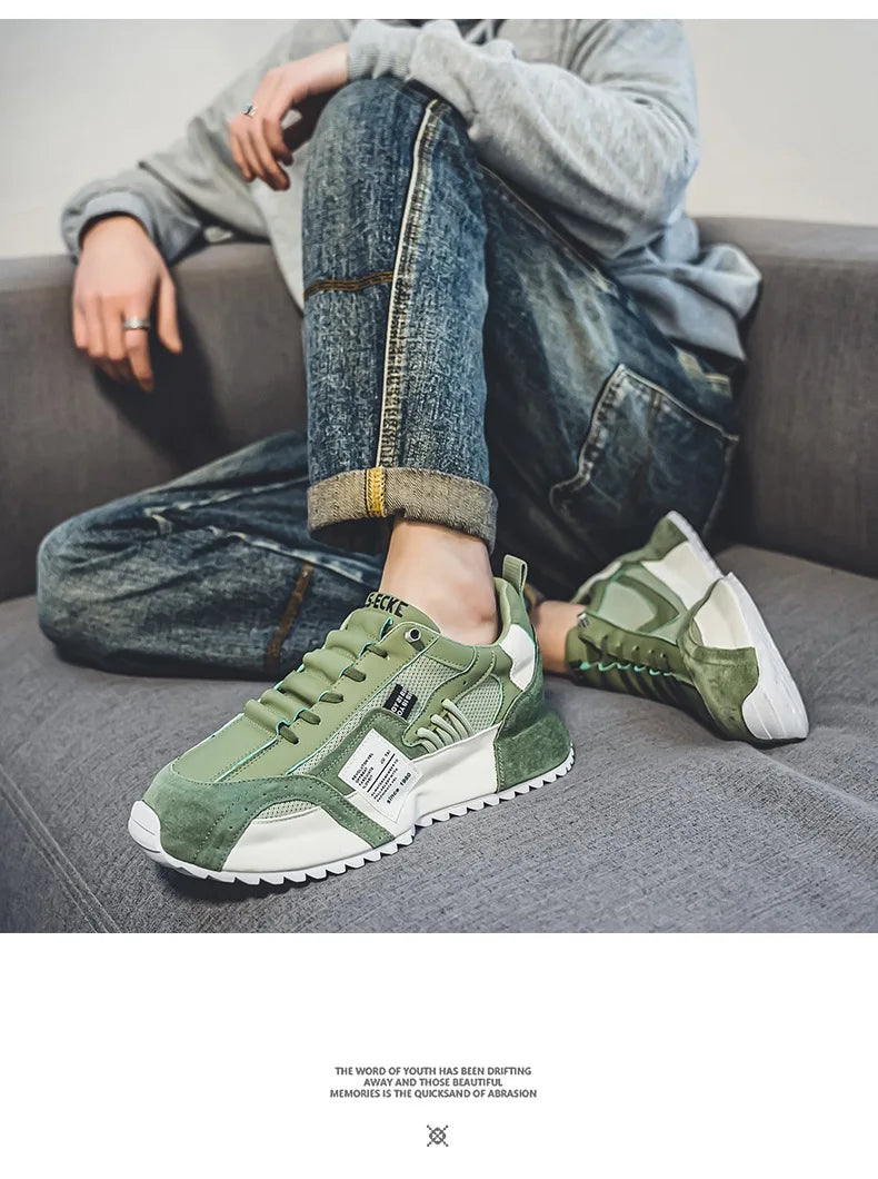 Men White Sneakers 2026 Spring Autumn Breathable Non Slip Running Shoes Lightweight Comfortable Fashion Cross Tied Casual Shoes