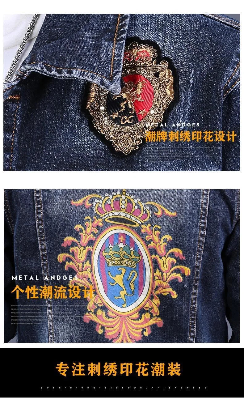2025 Spring and Autumn New Men's Denim Suit Men's Fashion Brand Slim Fashion Pants Casual Jacket Men's Jacket