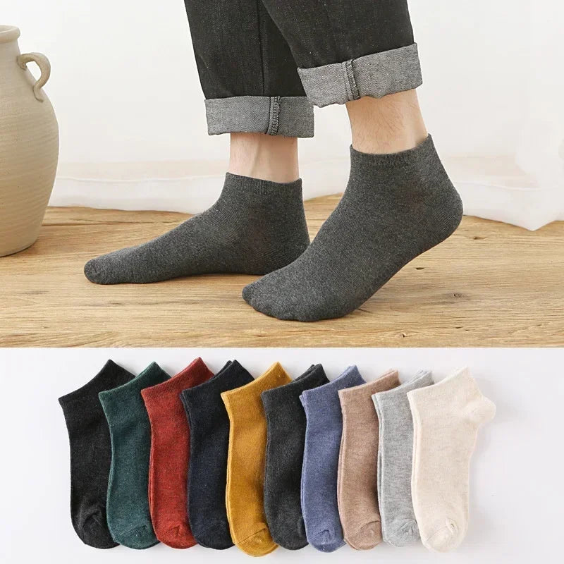 Cotton Men Socks Pack Breathable Socks Set High Quality Short Socks Black Ankle Short Gift For Man Size 39-44 Sox 10 Pairs 1 Lot