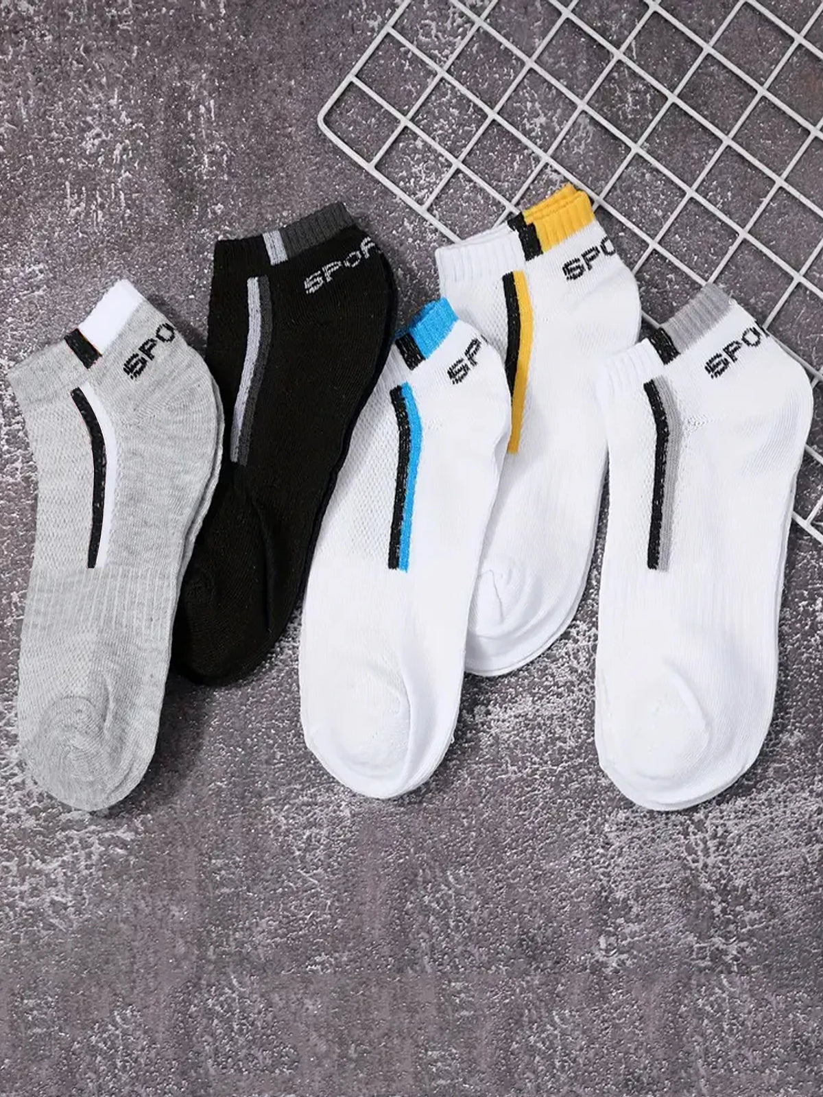 30Pairs Men Socks Mesh Breathable Short Casual Socks Color-block Sports Sock Sports Socks Absorb Sweat Ankle