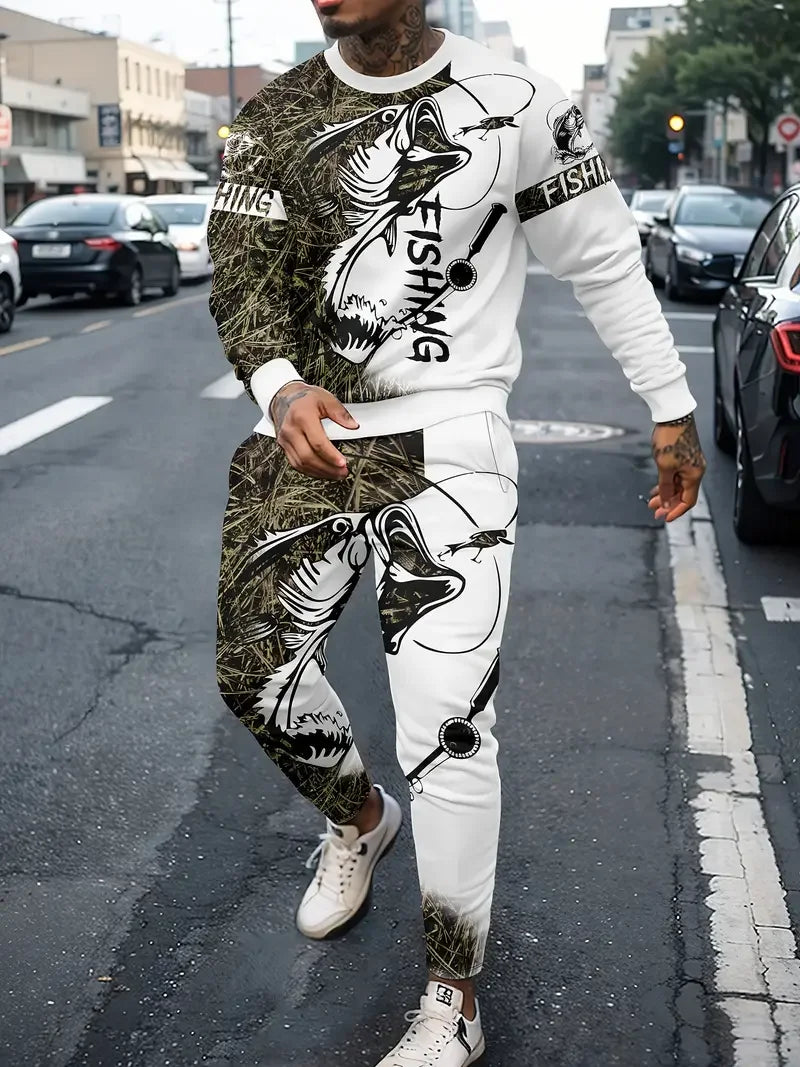 Wolf 3d Printed Tshirt +Pants Suit Male Autumn and Winter Casual tshirt Pullover Men Tracksuit Set Fashion Men's Clothing Suit