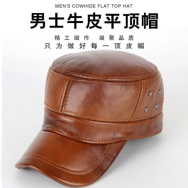 Hat Men's Spring and Autumn Peaked Cap Men's Hat Sheepskin Autumn and Winter Middle-aged Young Leisure Tide Beret Old Man Hat