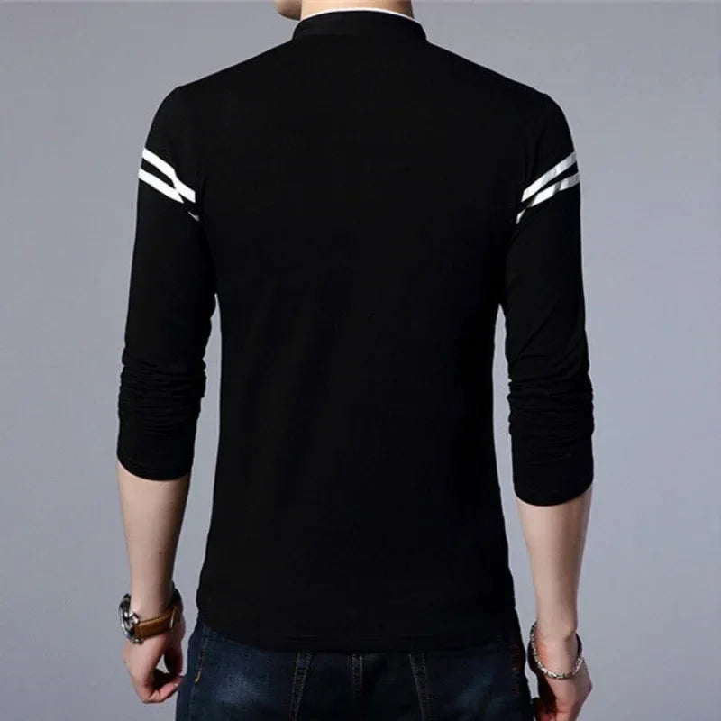 Pullovers Long Sleeve High Quality Polo T Shirt for Men Plain Unicolor Harajuku Fashion Streetwear Luxury 2025 Xl Man Sweatshirt