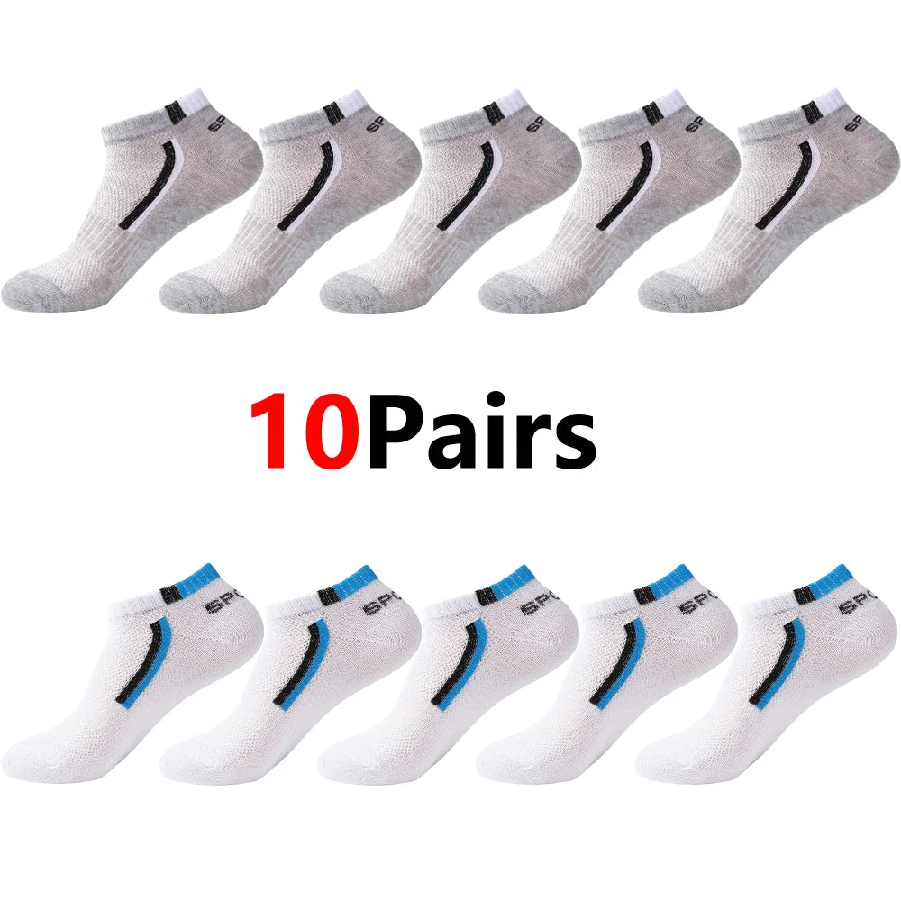 30Pairs Men Socks Mesh Breathable Short Casual Socks Color-block Sports Sock Sports Socks Absorb Sweat Ankle