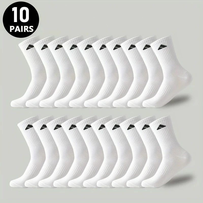 5/10 Pairs of Men's Mid-Calf Socks, Breathable and Sweat-Absorbent, Mixed Colors, Unisex