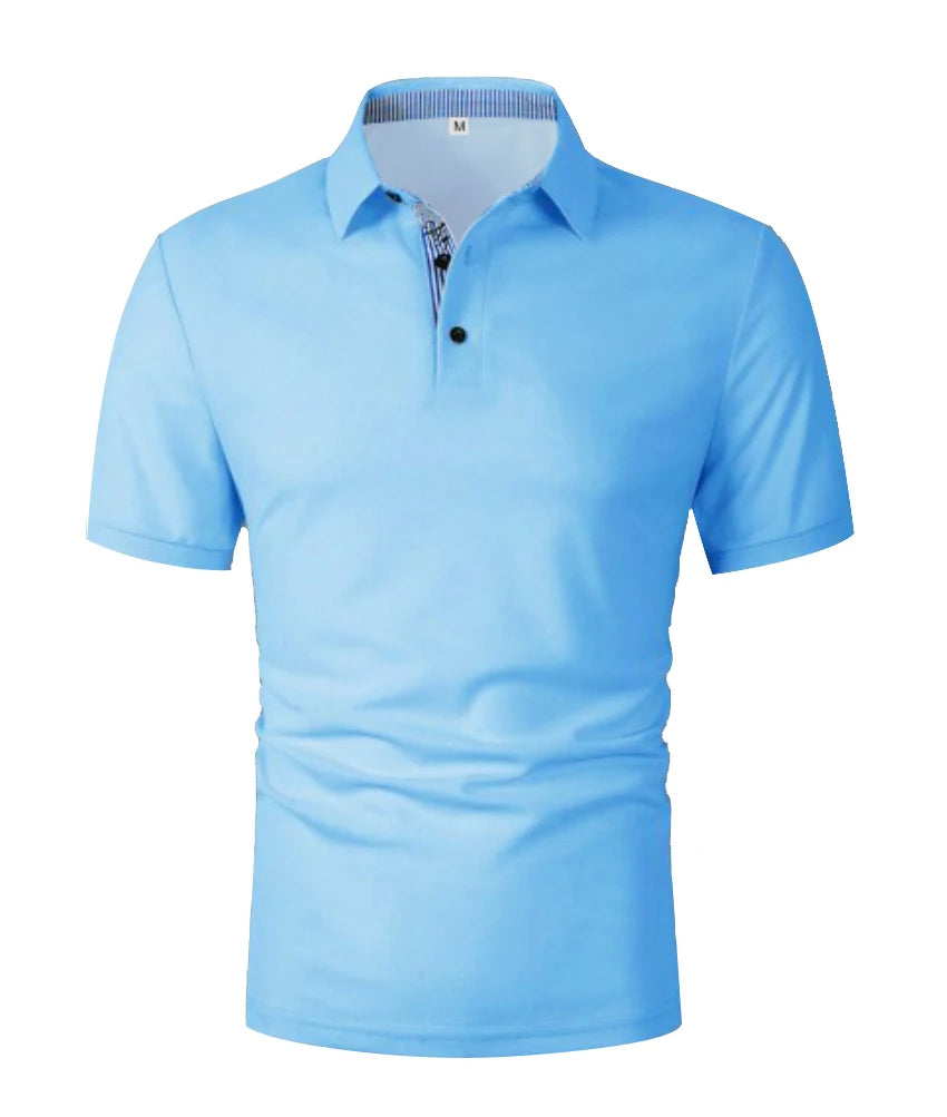 Men's Casual Summer Short-Sleeved Polo Shirt Fashionable Business T-Shirt Classic Solid Color Sports Golf Polo Shirt
