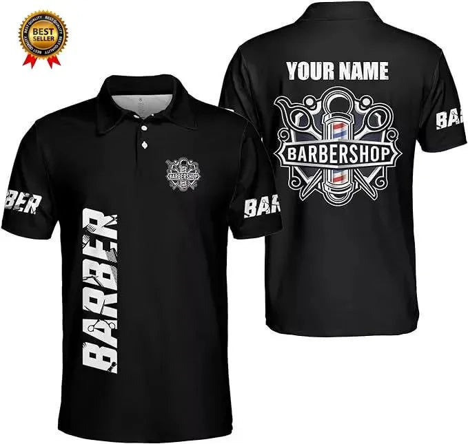 2025 Barber Short Sleeve Polo Shirts For Men Clothing Hairdresser Cosplay POLO Shirt Custom Name Uniform Jersey Male Y2k Tops