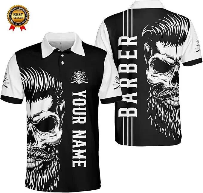 2025 Barber Short Sleeve Polo Shirts For Men Clothing Hairdresser Cosplay POLO Shirt Custom Name Uniform Jersey Male Y2k Tops