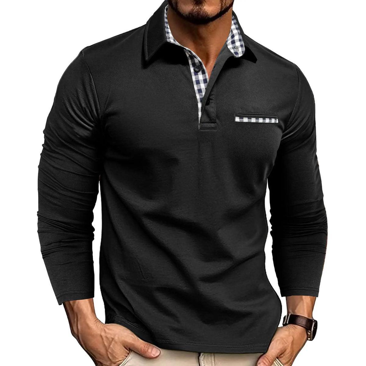 2026 New Men's Long Sleeve Polo Shirts Spring Autumn Casual Slim Fit Turn Down Collar Top High Quality Fashion Tops Male Tees