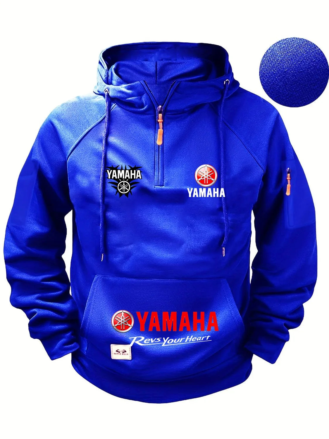 2026 new Yamaha autumn and winter retro heavyweight men's fleece hooded sweatshirt long sleeved motorcycle casual jacket